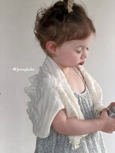 JE721｜(73-100cm) 天藍碎花細肩洋裝/壓紋開襟外套4