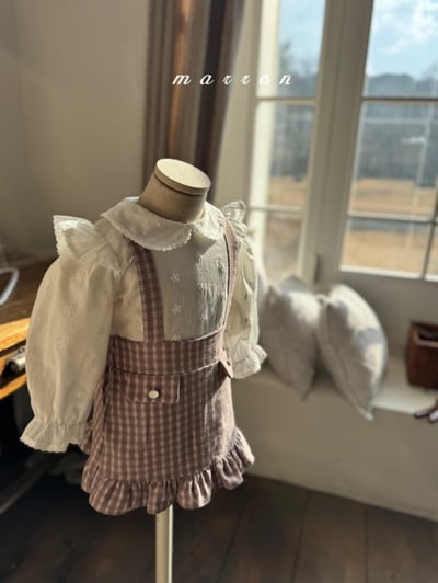 Marron12｜(1y-6y) 刺繡小花飛袖襯衫2