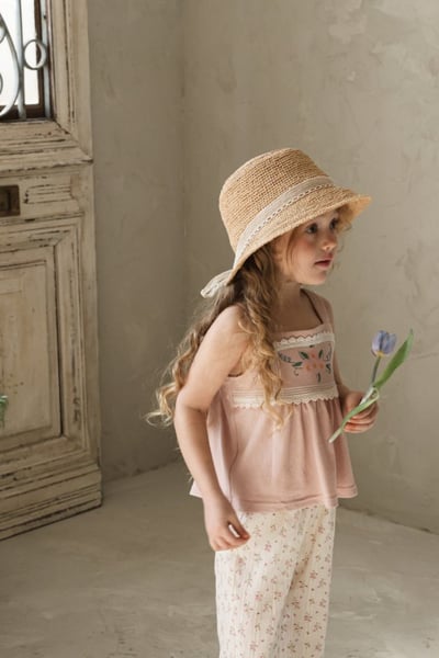 FLO06｜(75-140) 蕾絲細肩花朵衣12