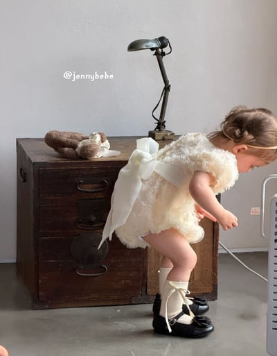 JE694｜(66-90cm)  蕾絲花邊緞帶包屁衣8