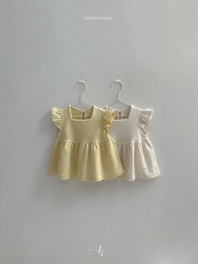 Atomeme22｜(70-110) 華夫格荷葉袖傘狀上衣1