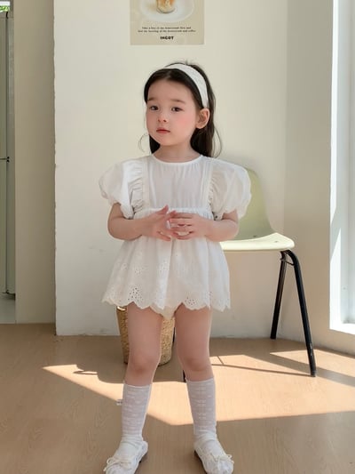 JE36｜(66-90cm) 泡泡袖花邊包屁衣3