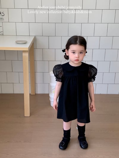 JE21｜(66-120cm) 赫本風網紗袖蝴蝶結包屁衣/洋裝5