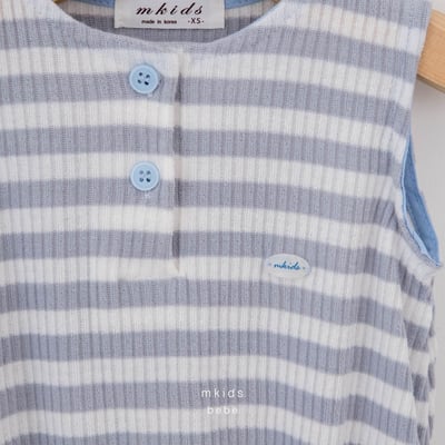 M-KIDS41｜(65-80cm) 條紋元標包屁衣2