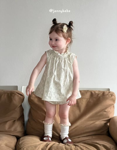 JE704｜(80-110cm) 花邊法式印花無袖套裝5