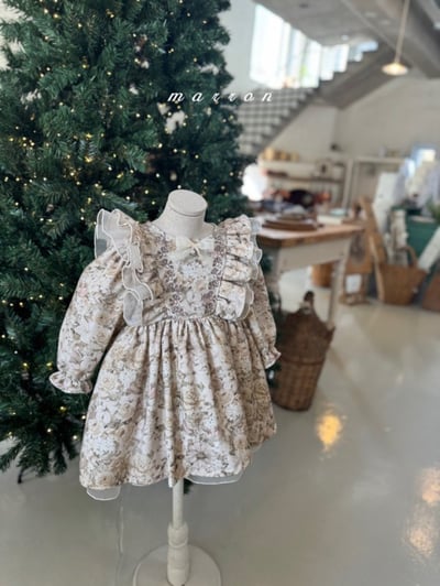 Marron 66｜(1y-6y) 古典碎花荷葉洋裝5