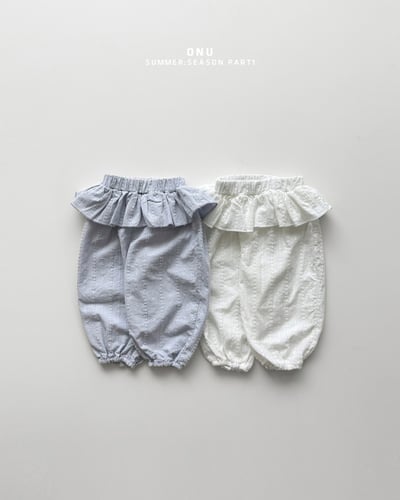 onu27｜(70cm-115cm) 荷葉邊壓紋縮口長褲1