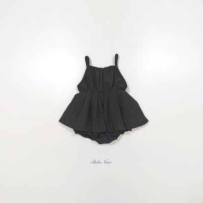 bebe nine01  (6m-24m) 3色棉麻荷葉吊帶包屁裙4