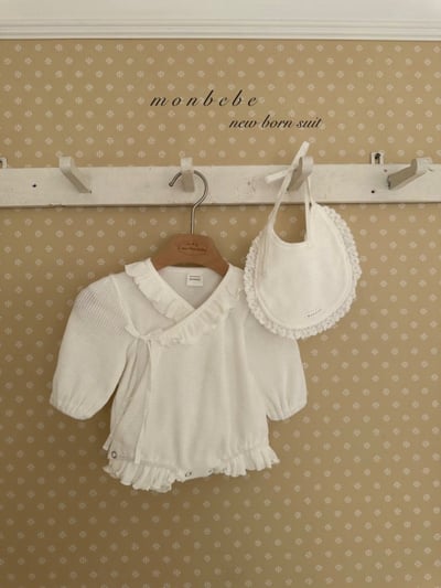 MONBEBE06｜(0m-6m) 華夫格荷葉滾邊包屁衣4