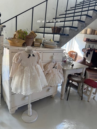 Marron 60｜(1y-6y) 宮廷袖珍珠蕾絲紗洋裝11