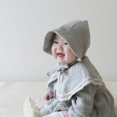 LEMONADE35｜(55cm-85cm) 2色滾邊大翻領包屁衣含帽子8