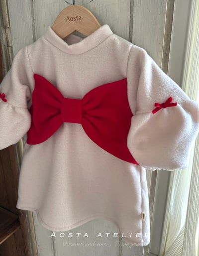 AOSTA26｜(6m-5y) 冬季磨毛蝴蝶結洋裝12