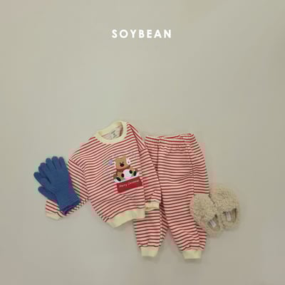 Soybean56｜(75cm-118cm) 雪球印花條紋休閒套裝9