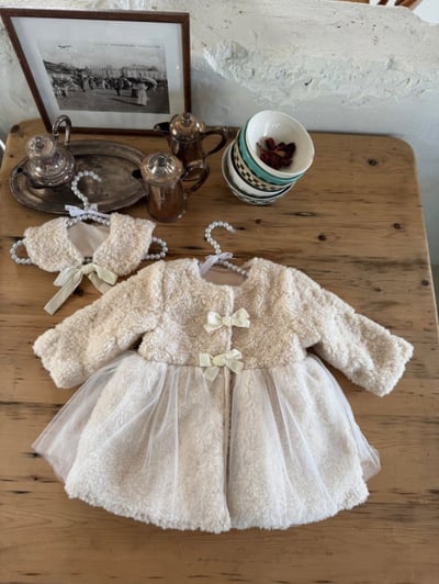 Marron 06｜(1y-6y) 法式玫瑰薄紗厚大衣外套(絎縫/刷毛)5