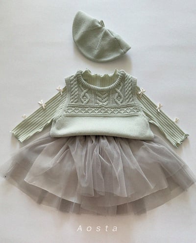 AOSTA03｜(6m-5y) 緞帶羅紋薄紗洋裝21