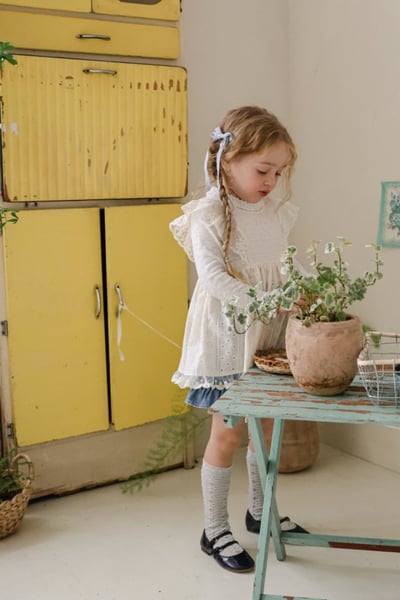 FLO22｜(75-140) 3色滾邊抓皺領上衣18