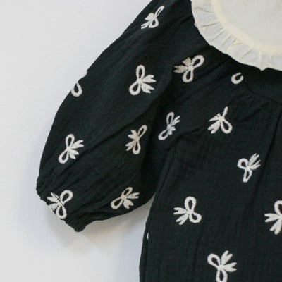 LEMONADE36｜(55cm-85cm) 2色蝴蝶結刺繡包屁衣含帽子8