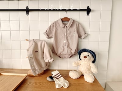 Valubebe54｜(65-80) 條紋襯衫包屁衣11