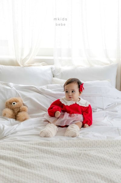 M-KIDS09｜(55-80cm) 2色蕾絲荷葉領抓絨包屁衣16