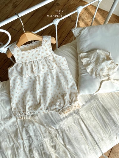 Mon petit03｜(66-90cm) 玫瑰碎花荷葉邊包屁衣6