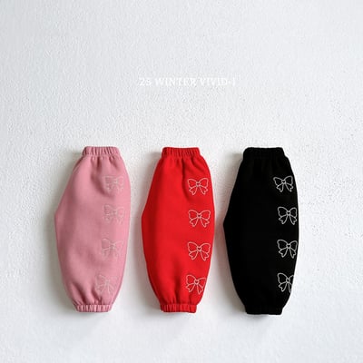 vivid19｜(78cm-125cm) 蝴蝶結印花休閒縮口褲2