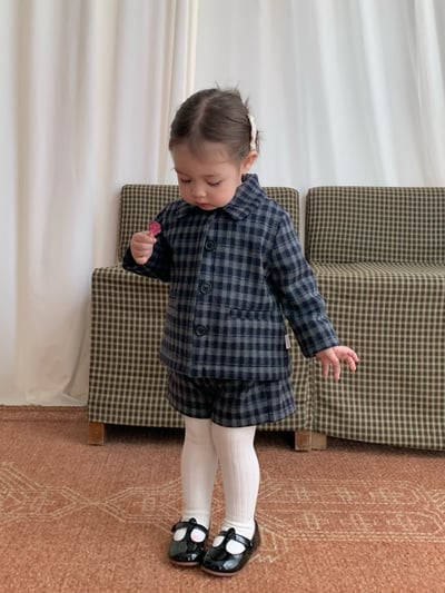 JE633｜(80cm-110cm) 法式格紋套裝/經典圓領上衣20