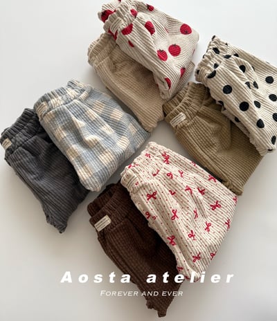 AOSTA51｜(6m-5y) 經典燈芯絨印花長褲3