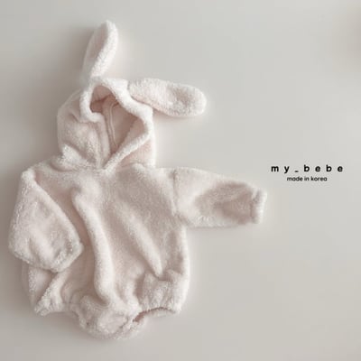 my_bebe20｜(-6m-12m-) 刷毛小兔連帽包屁衣20