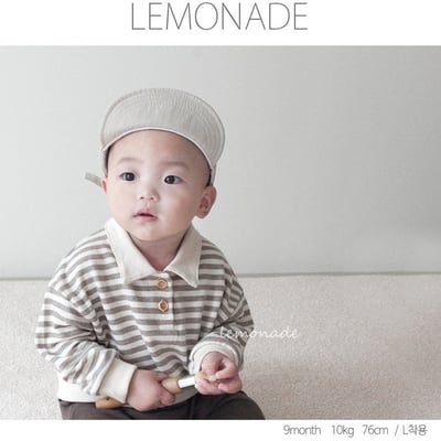 LEMONADE50｜(55cm-85cm) 2色有領條紋上衣7