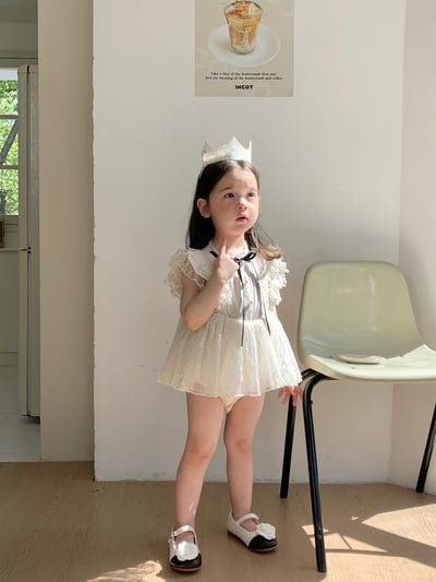 JE59｜(66-90cm) 蕾絲綁帶洋裝包屁衣14