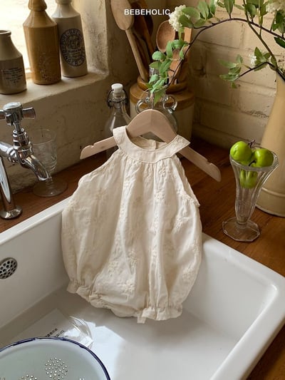 Bebe holic18｜(3m-18m) 繡花露肩吊帶褲12
