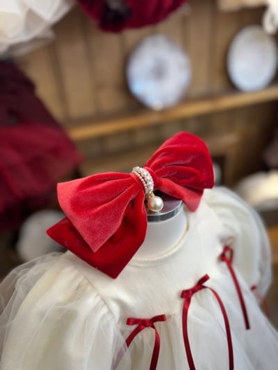 Marron 58｜(3m-18m) 絲絨珍珠髮帶6