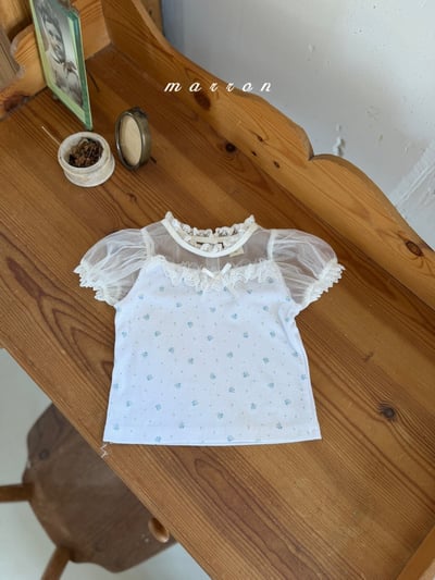 Marron30｜(1y-6y) 優雅緞帶蕾絲上衣9