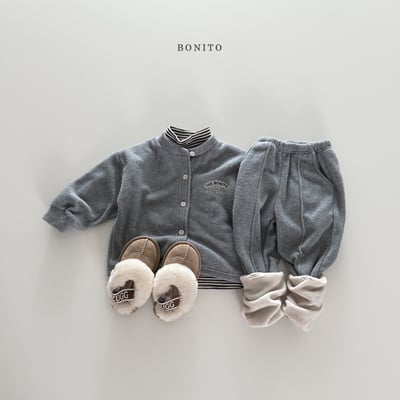 Bonito17｜(75cm-125cm) 磨毛開襟外套壓紋束口褲套裝7