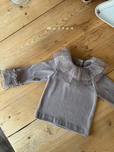 Marron 03｜(1y-6y) 花瓣荷葉薄紗上衣4