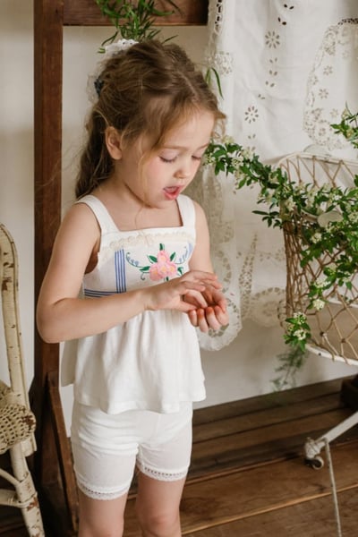 FLO06｜(75-140) 蕾絲細肩花朵衣2