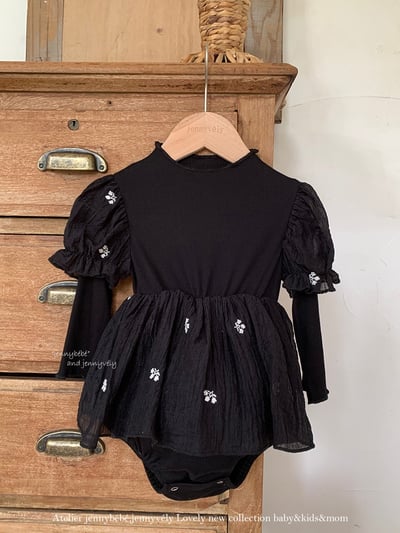 JE573｜(66-90cm) 赫本風公主袖包屁衣1