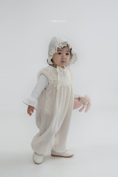 bebe nine26 (65-90) 2色蕾絲滾邊綁帶連身衣6