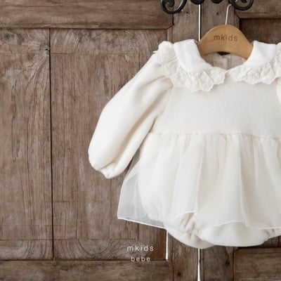 M-KIDS09｜(55-80cm) 2色蕾絲荷葉領抓絨包屁衣18