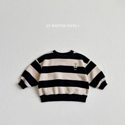 vivid49｜(78cm-125cm) 小熊條紋休閒上衣5