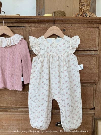 JE559｜(73-100cm) 蕾絲花邊領壓紋上衣/碎連身褲4