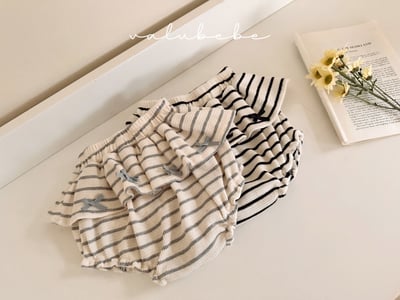 Valubebe65｜(65-80) 荷葉裙擺條紋包屁褲5