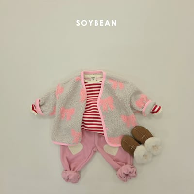 Soybean32｜(75cm-118cm) 抓絨蝴蝶結印花開襟外套10
