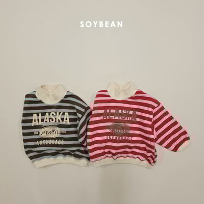 Soybean86｜(75cm-118cm) 英字條紋印花休閒上衣2