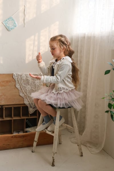 FLO54｜(75-140) 2色針織蕾絲滾邊開襟外套21