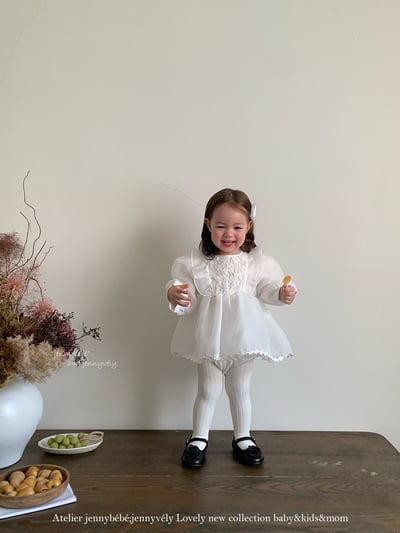 JE599｜(66cm-120cm) 玫瑰花白紗連身裙/包屁衣8