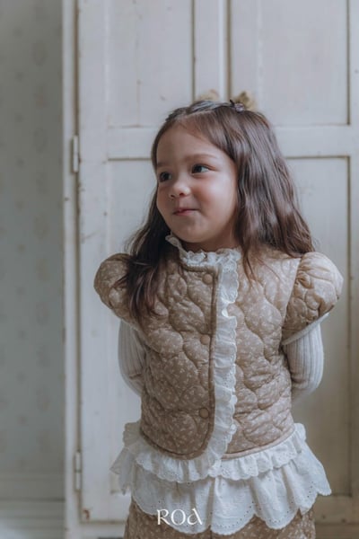 ROA09｜(80cm-120cm) 2色菱格蕾絲邊鋪棉背心10