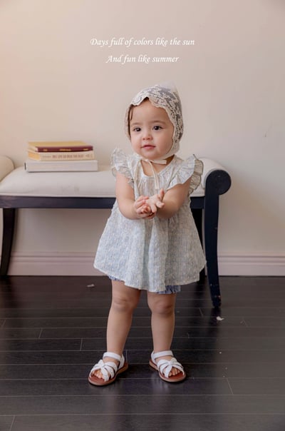 M-KIDS60｜(65-80cm) 壓紋碎花套裝9