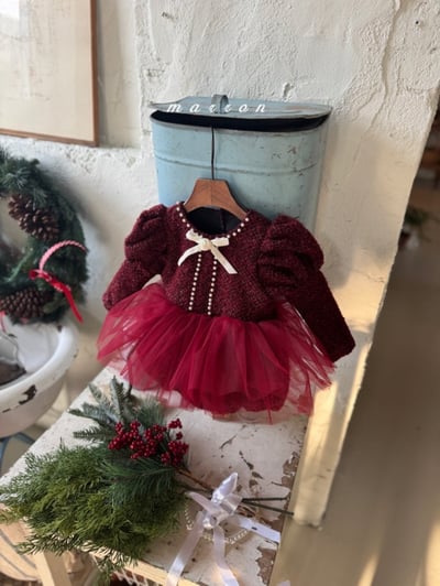 Marron 61｜(3m-18m) 宮廷袖珍珠小香薄紗包屁衣9