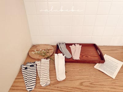 Valubebe21｜(65-90) 捲邊素面/碎花無根襪4